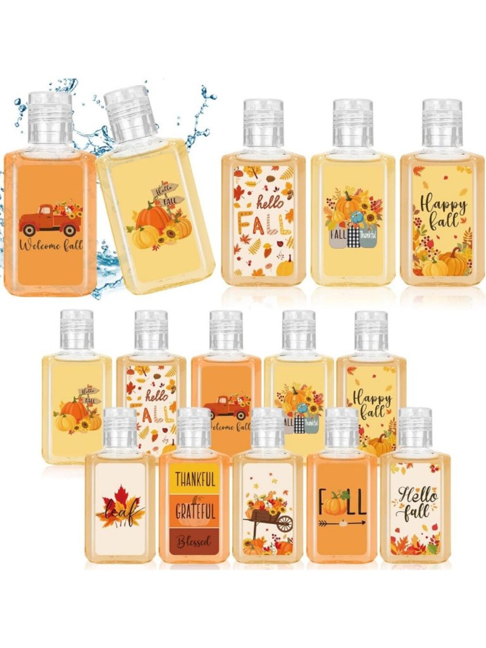 50 Pcs Mini Hand Sanitizers - Fall-Themed Travel Size, Bulk Party Favors